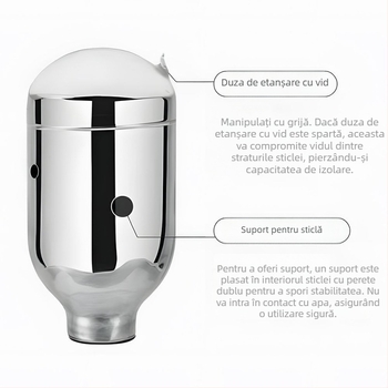 Ceainic izolat din sticlă, capacitate mare, menține apa caldă 12–24 de ore, design modern minimalist