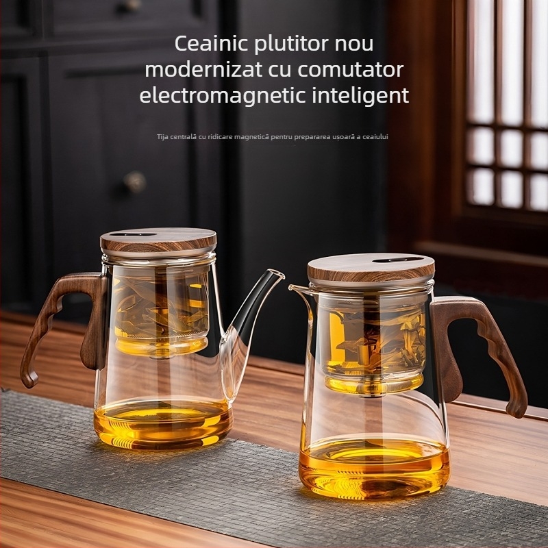 Infuzor de ceai elegant cu separare ceai-apă — ceainic, ceșcuță, set de ceai pentru birou