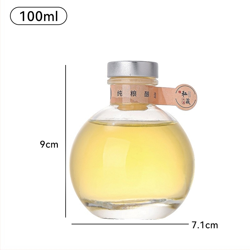 Sticluță de vin din sticlă 100 ml, cu capace variate și ambalaj – recipient gol DIY