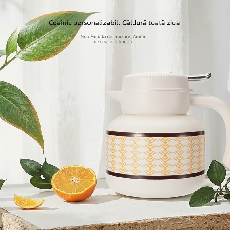 Ceainic din oțel inoxidabil 304, izolație termică, capacitate mare, etanș anti-scurgeri, bază din silicon, pentru cămine