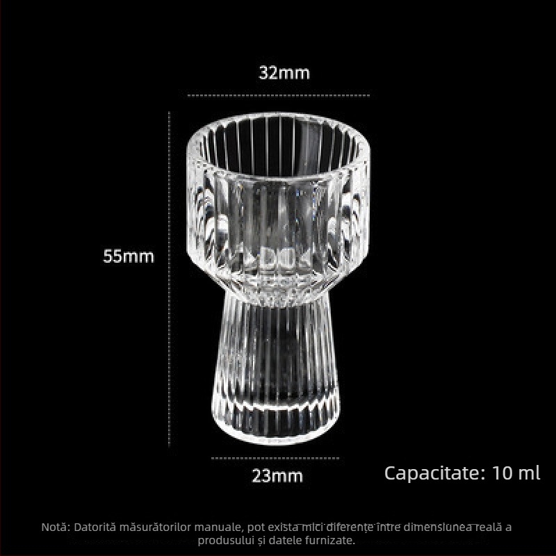 Pahar de spirtoase în stil chinezesc, cristal, margine aurie și foiță de aur, pahar pentru whisky