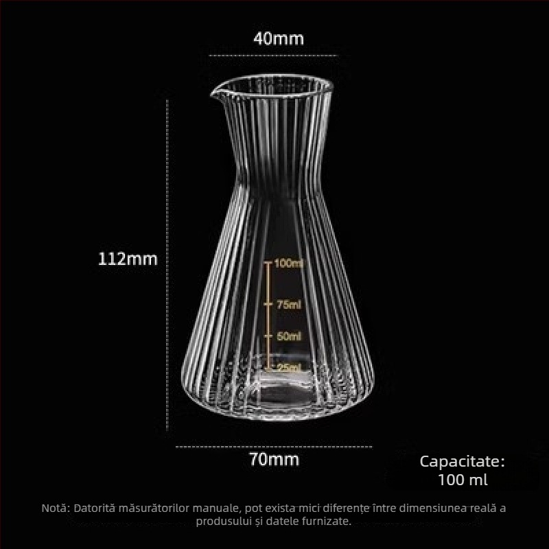 Pahar de spirtoase în stil chinezesc, cristal, margine aurie și foiță de aur, pahar pentru whisky