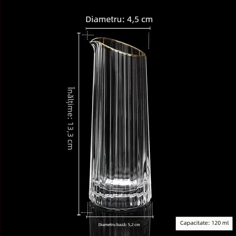 Pahar de spirtoase în stil chinezesc, cristal, margine aurie și foiță de aur, pahar pentru whisky