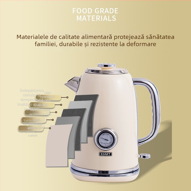 Fierbător electric KGMT pentru uz casnic, capacitate 1,8 L, silențios, oprire automată, stil britanic