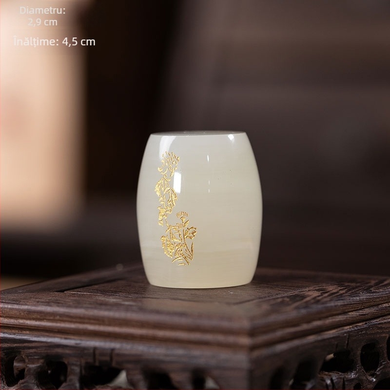 Suport de capac de ceai, sculptat manual din jad și piatră glazurată, ornament pentru setul Kung Fu de ceai și Tea Pet