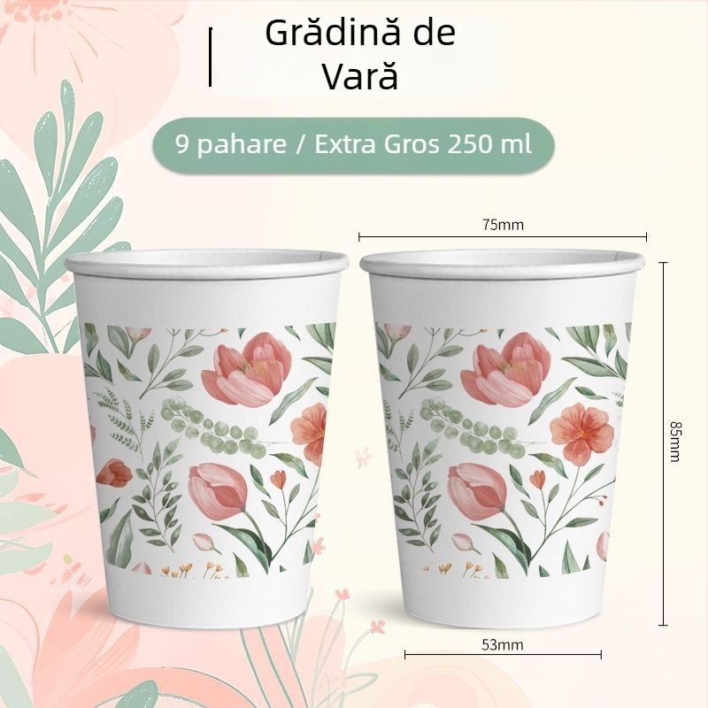 Cupe de unică folosință, proaspete și artistice pentru uz casnic, pahare de hârtie, pachet complet cu pahare extra groase pentru băuturi, ideale pentru nunți, de calitate alimentară, rezistente la apă