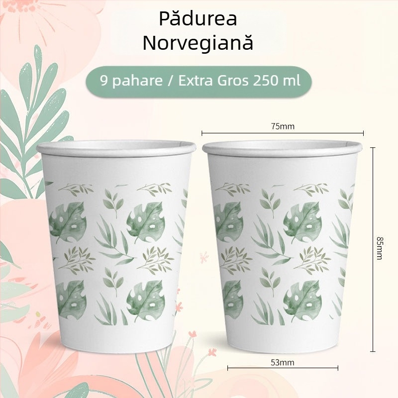 Cupe de unică folosință, proaspete și artistice pentru uz casnic, pahare de hârtie, pachet complet cu pahare extra groase pentru băuturi, ideale pentru nunți, de calitate alimentară, rezistente la apă
