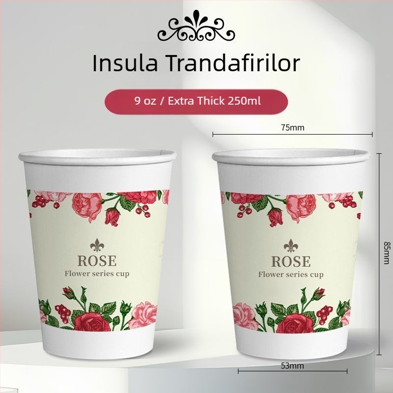 Cupe de unică folosință, proaspete și artistice pentru uz casnic, pahare de hârtie, pachet complet cu pahare extra groase pentru băuturi, ideale pentru nunți, de calitate alimentară, rezistente la apă