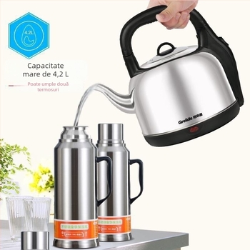 Grad ceainic electric, 4,2 L, oțel inoxidabil, bază detașabilă, oprire automată