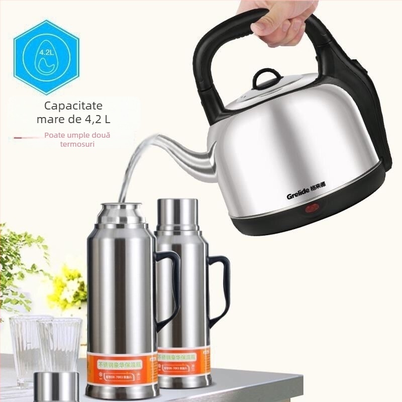 Grad ceainic electric, 4,2 L, oțel inoxidabil, bază detașabilă, oprire automată