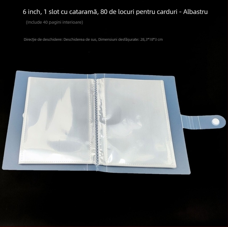 Album pentru copii pentru cărți și fotografii, 6 inch, cu pagini inserabile, album pentru cărți de vizită și Polaroid, 2 buzunare