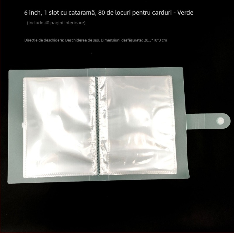 Album pentru copii pentru cărți și fotografii, 6 inch, cu pagini inserabile, album pentru cărți de vizită și Polaroid, 2 buzunare