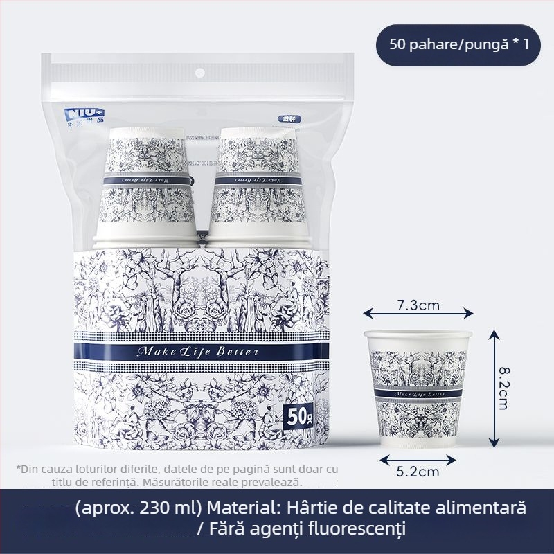 Cupe de hârtie de unică folosință, cu pereți groși, pentru uz comercial, potrivite pentru băuturi calde și reci, anti-arzire, etanșe.