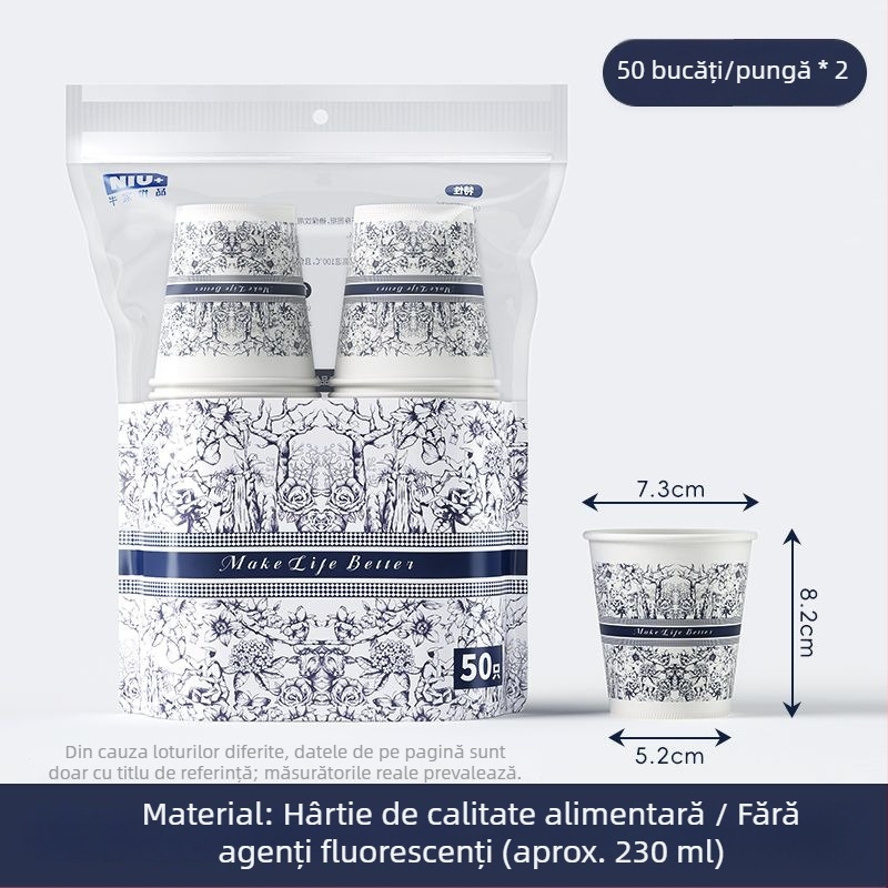 Cupe de hârtie de unică folosință, cu pereți groși, pentru uz comercial, potrivite pentru băuturi calde și reci, anti-arzire, etanșe.