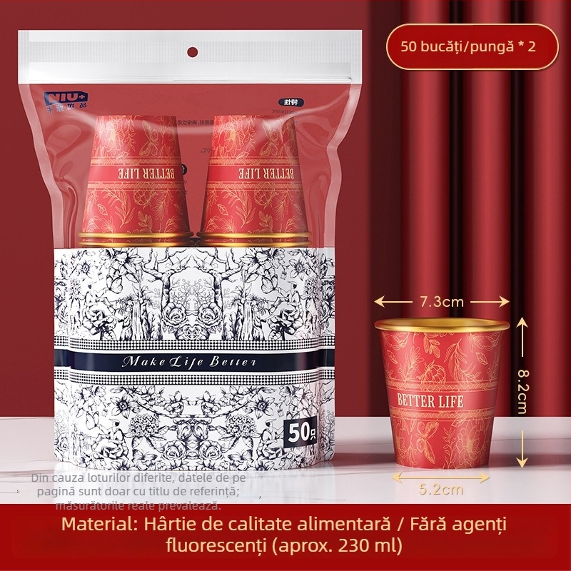 Cupe de hârtie de unică folosință, cu pereți groși, pentru uz comercial, potrivite pentru băuturi calde și reci, anti-arzire, etanșe.