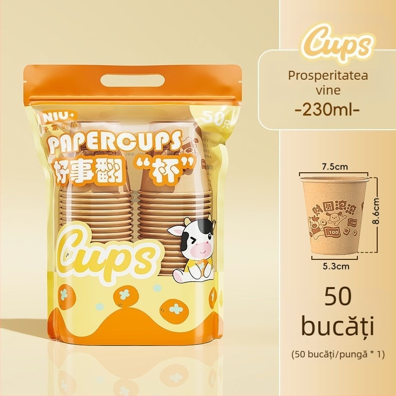 Cupe de hârtie de unică folosință, cu pereți groși, pentru uz comercial, potrivite pentru băuturi calde și reci, anti-arzire, etanșe.
