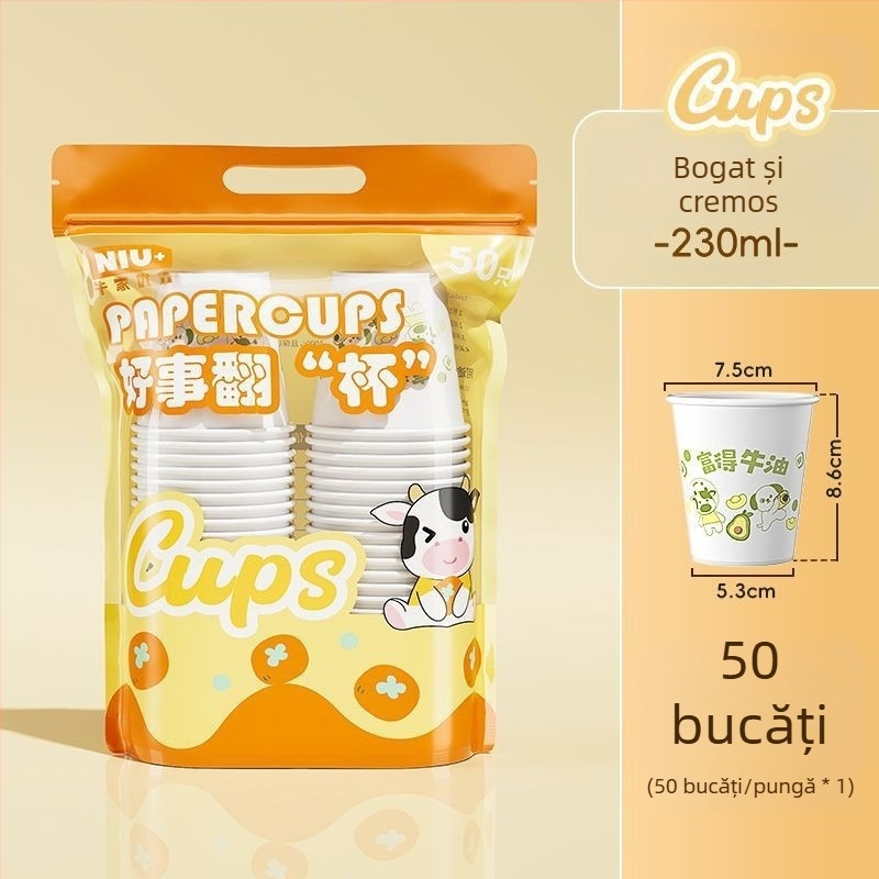Cupe de hârtie de unică folosință, cu pereți groși, pentru uz comercial, potrivite pentru băuturi calde și reci, anti-arzire, etanșe.
