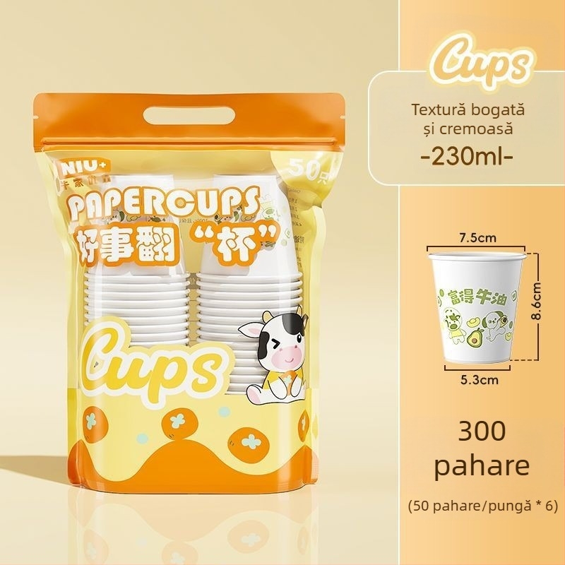 Cupe de hârtie de unică folosință, cu pereți groși, pentru uz comercial, potrivite pentru băuturi calde și reci, anti-arzire, etanșe.