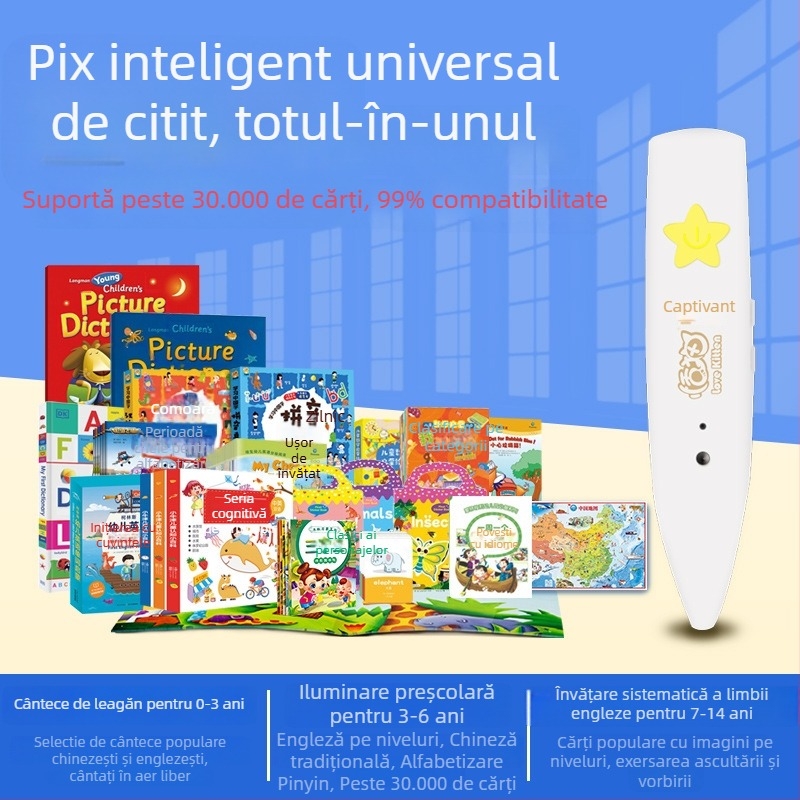 Raz Oxford pix de citire pentru copii — dispozitiv de lectură pentru educație timpurie cu Pinyin și engleză (1–6)