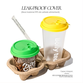 Capac pentru pahar de ceai cu lapte, diametru 90 mm, capac integrat turnat prin injecție, etanș, plastic, capac conectat colorat