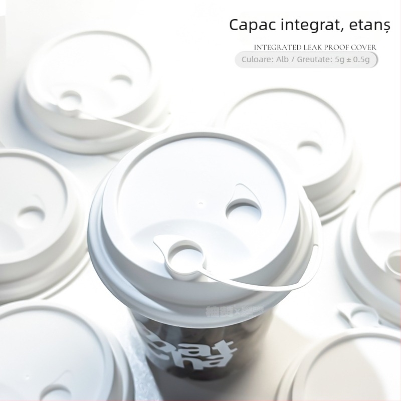 Capac pentru pahar de ceai cu lapte, diametru 90 mm, capac integrat turnat prin injecție, etanș, plastic, capac conectat colorat