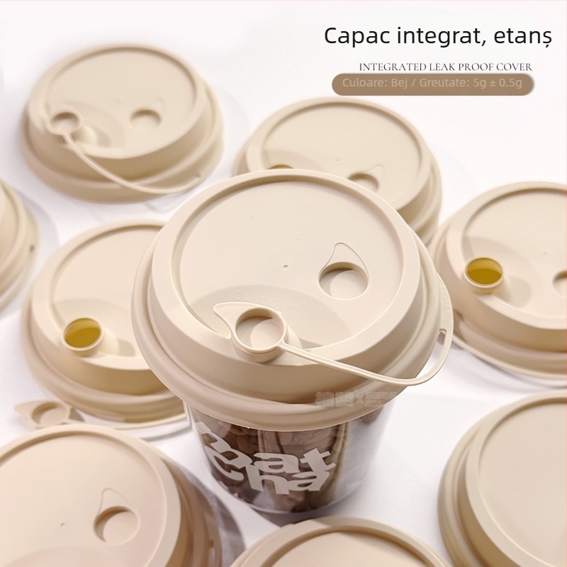 Capac pentru pahar de ceai cu lapte, diametru 90 mm, capac integrat turnat prin injecție, etanș, plastic, capac conectat colorat