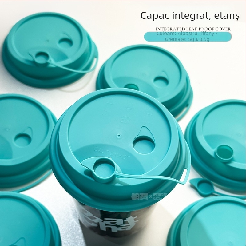 Capac pentru pahar de ceai cu lapte, diametru 90 mm, capac integrat turnat prin injecție, etanș, plastic, capac conectat colorat