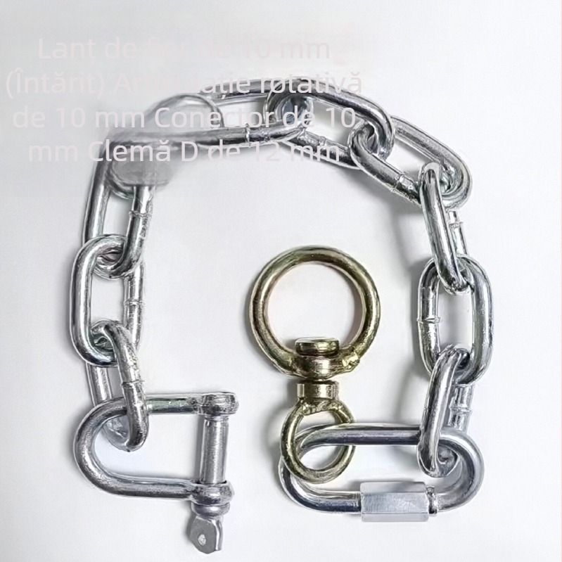 Inel de cuplare pentru vite – versiune îmbunătățită, robust pentru legarea cu funie, pin pentru cușcă gros și lanț pentru vită, galvanizat