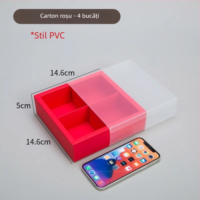 Cutie cu sertar din hârtie kraft, 6-8 compartimente, finisaj PVC mat, pentru patiserie și cadouri de ceai