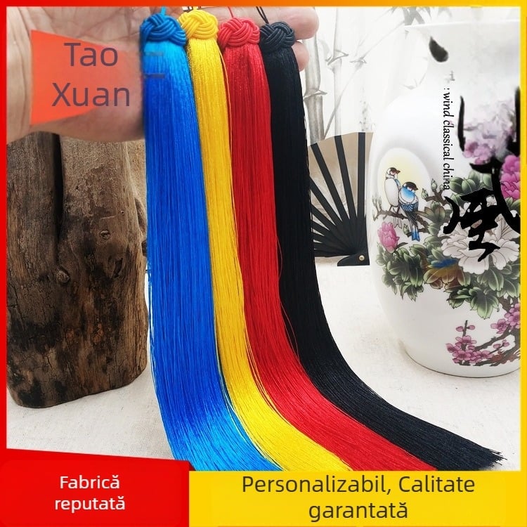 Pandantiv auto cu nod chinezesc și ciucuri din nylon, 30 cm, lucrat manual