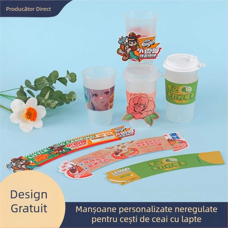 Manșon de unică folosință pentru ceai cu lapte, cu logo personalizat, universal pentru băuturi populare, manșon pentru cafea din carton ondulat, gata de utilizare