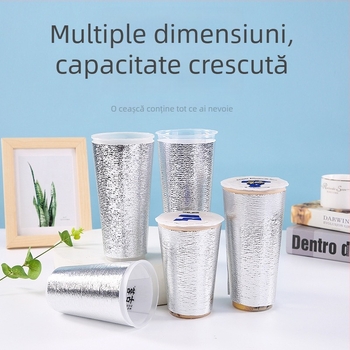 Manșon izolant pentru cana de ceai cu lapte, 500 ml, folie de aluminiu cu spumă Pearl Cotton, menține cald sau rece