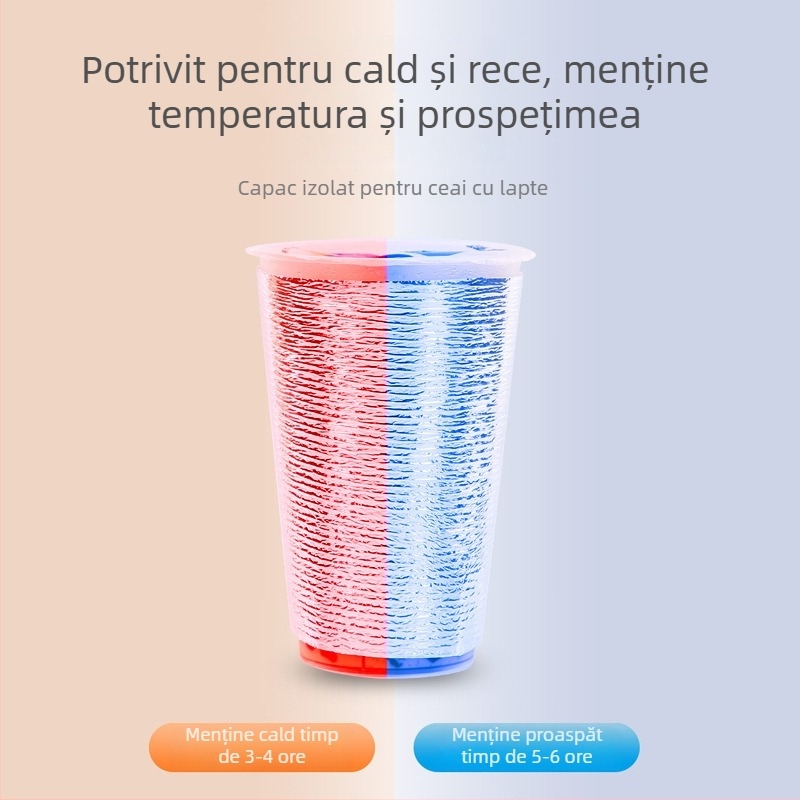 Manșon izolant pentru cana de ceai cu lapte, 500 ml, folie de aluminiu cu spumă Pearl Cotton, menține cald sau rece