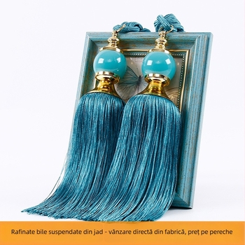 Bilă pentru perdea cu ciucuri, șnur și curea — cârlig decorativ cu floare