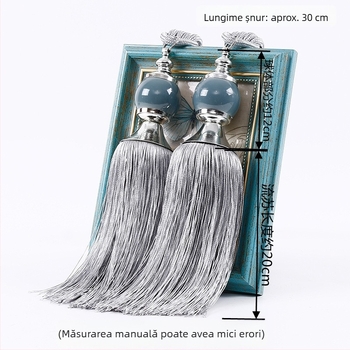 Bilă pentru perdea cu ciucuri, șnur și curea — cârlig decorativ cu floare