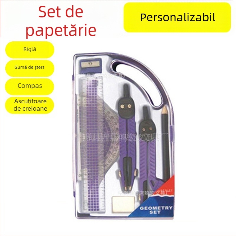 Ming Hong Seturi de papetărie pentru învățare și birou: compas și riglă, set de desen