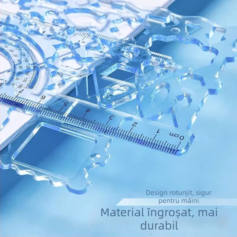 Set Wanhua de rigle pentru elevi – desen, șabloane pentru ziar desenat manual, riglă multifuncțională