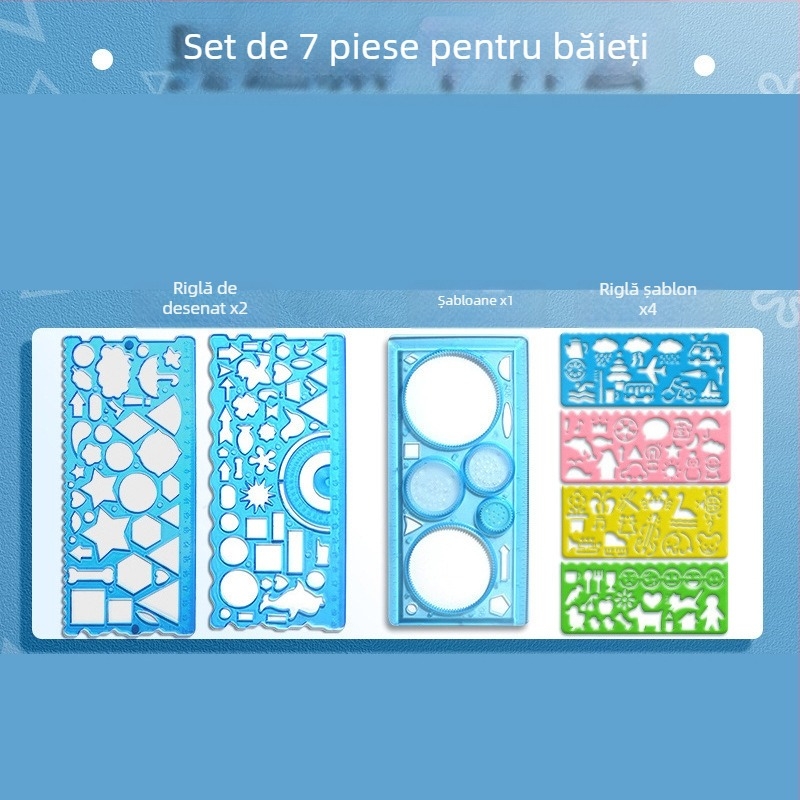 Set Wanhua de rigle pentru elevi – desen, șabloane pentru ziar desenat manual, riglă multifuncțională