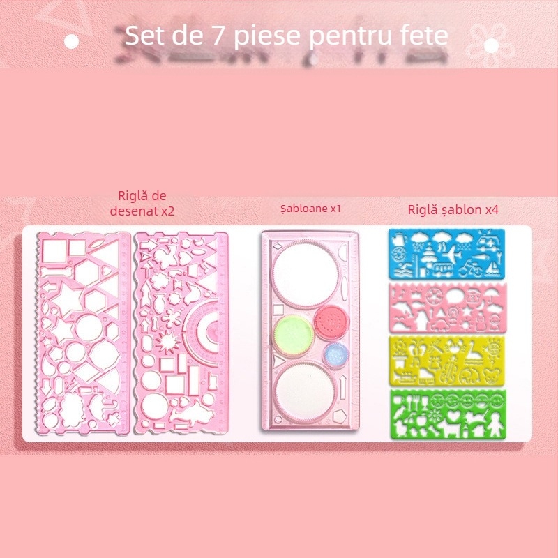 Set Wanhua de rigle pentru elevi – desen, șabloane pentru ziar desenat manual, riglă multifuncțională