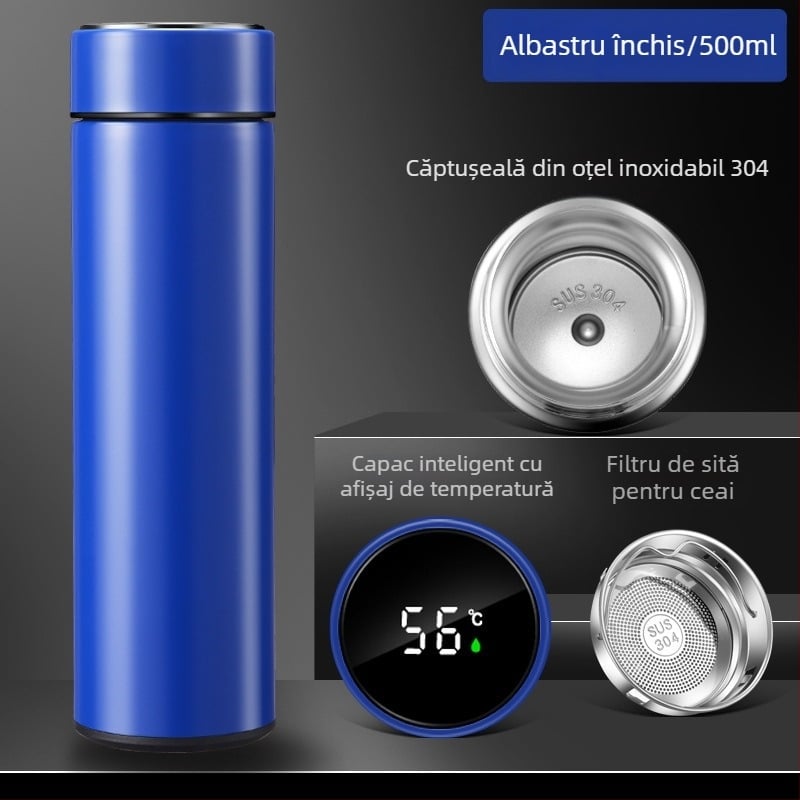 Cana termoizolantă din oțel inoxidabil 304, cu afișaj inteligent al temperaturii, citire digitală, pentru birou, cadou corporativ cu logo personalizat