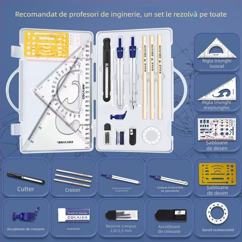 Set de instrumente de desen pentru inginerie civilă și proiectare arhitecturală