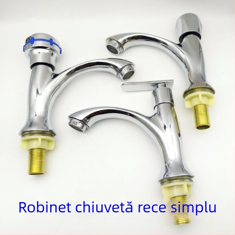 Robinet de baie pentru chiuvetă, cu un singur mâner, apă rece, montaj printr-o singură gaură