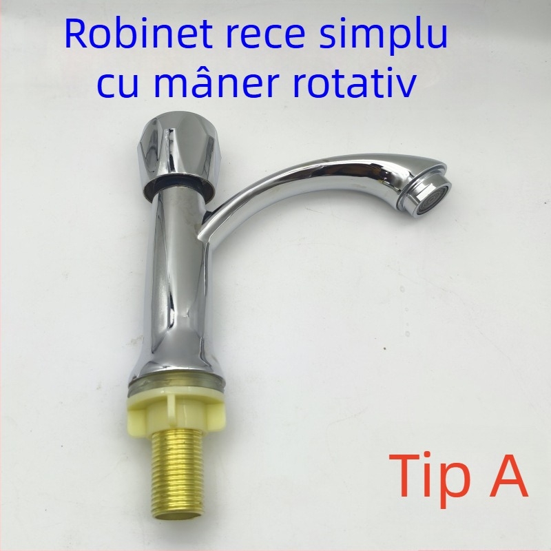 Robinet de baie pentru chiuvetă, cu un singur mâner, apă rece, montaj printr-o singură gaură