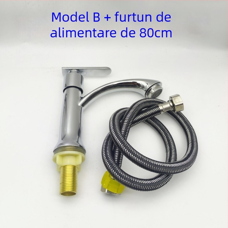 Robinet de baie pentru chiuvetă, cu un singur mâner, apă rece, montaj printr-o singură gaură