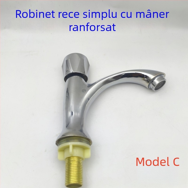Robinet de baie pentru chiuvetă, cu un singur mâner, apă rece, montaj printr-o singură gaură