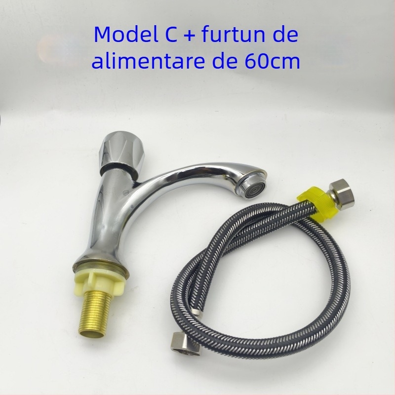 Robinet de baie pentru chiuvetă, cu un singur mâner, apă rece, montaj printr-o singură gaură