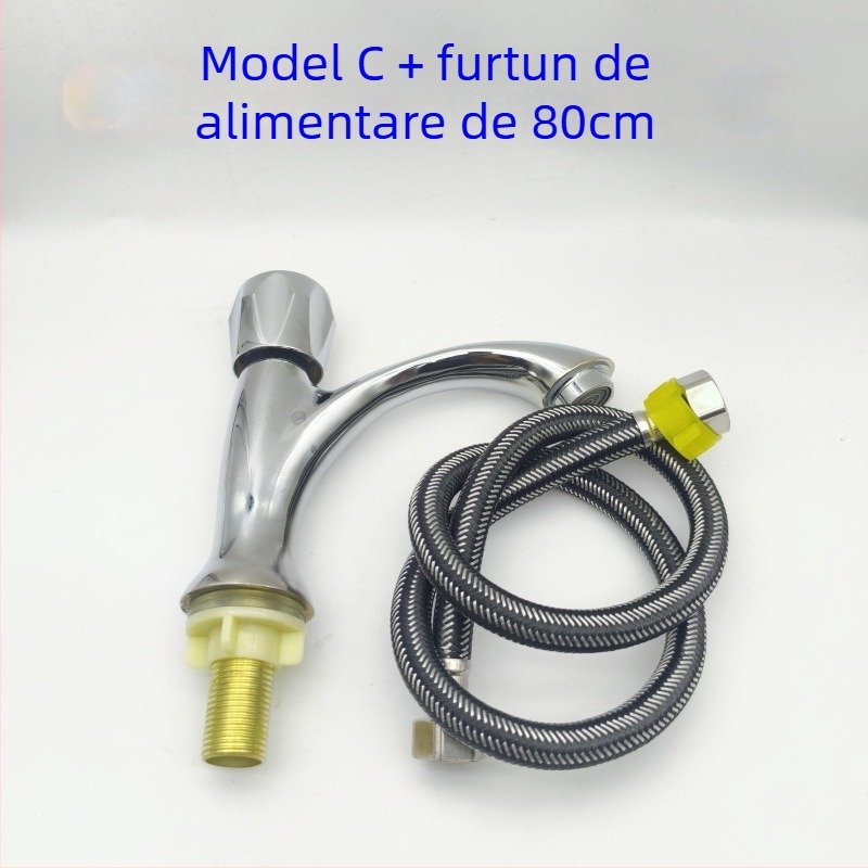 Robinet de baie pentru chiuvetă, cu un singur mâner, apă rece, montaj printr-o singură gaură