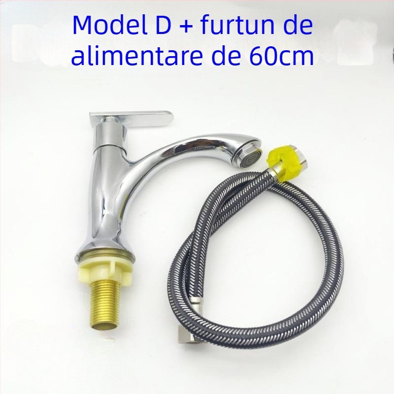 Robinet de baie pentru chiuvetă, cu un singur mâner, apă rece, montaj printr-o singură gaură