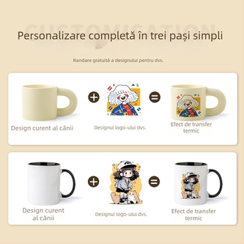 Ceașcă ceramică cu fotografie personalizată și logo prin transfer termic