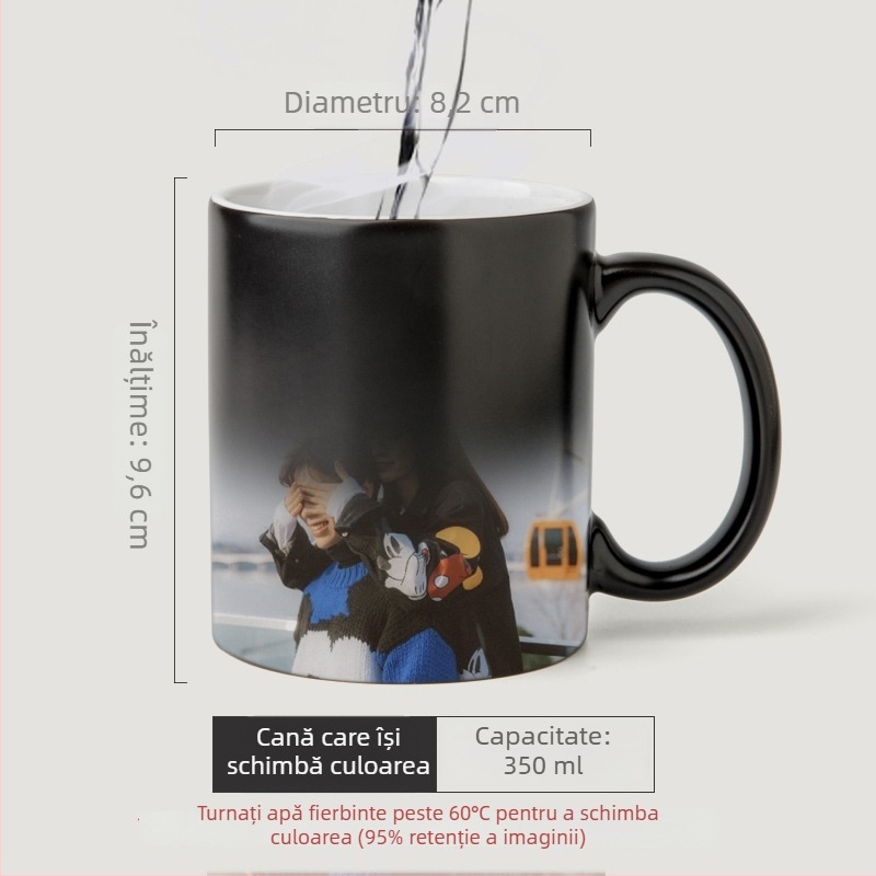 Ceașcă ceramică cu fotografie personalizată și logo prin transfer termic